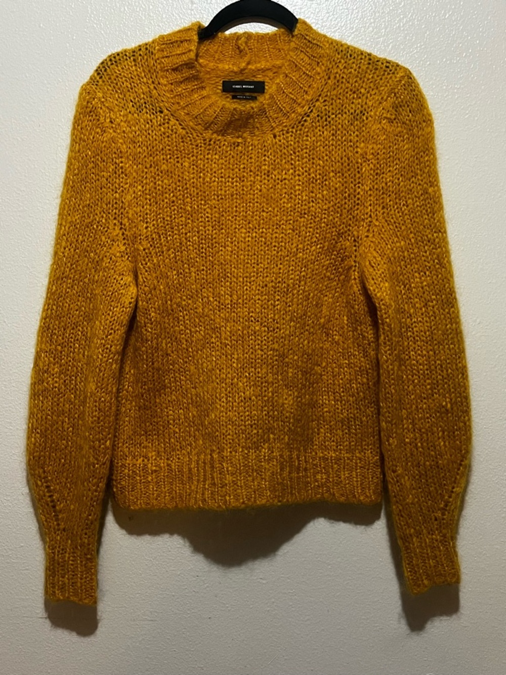 Isabel Marant Mohair Wool Sweater Size 38 Mustard Yellow Chunky Knit Italy